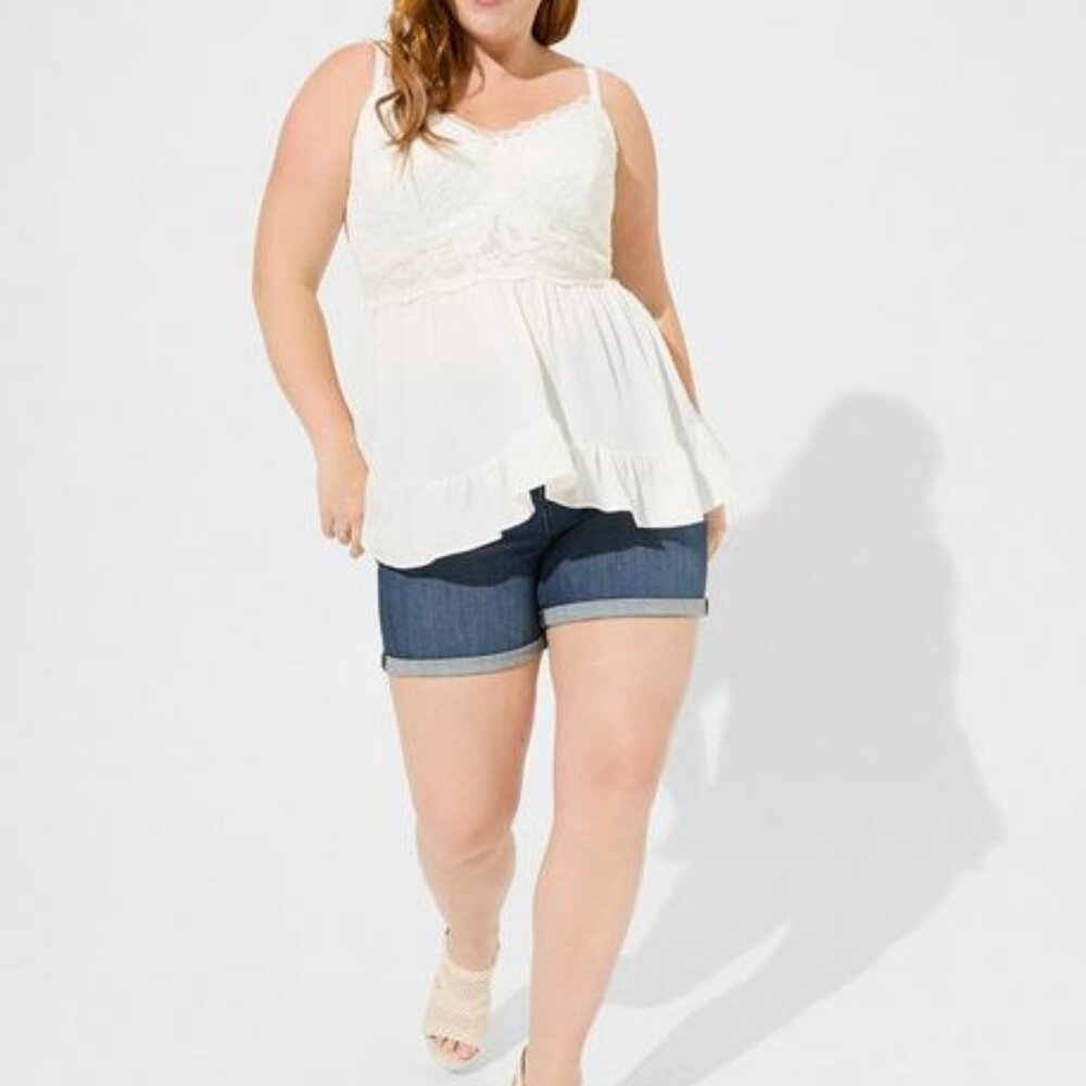 Babydoll Crinkle Washable Crinkle Gauze And Lace Tank